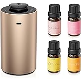Airversa Waterless Essential Oil Diffuser Starter Kit with 4 x 10mL Fragrance Scent Oil, Battery Operated Mini Scent Air Machine Portable Diffuser for Home Car Office, ANX Titanium Kit01