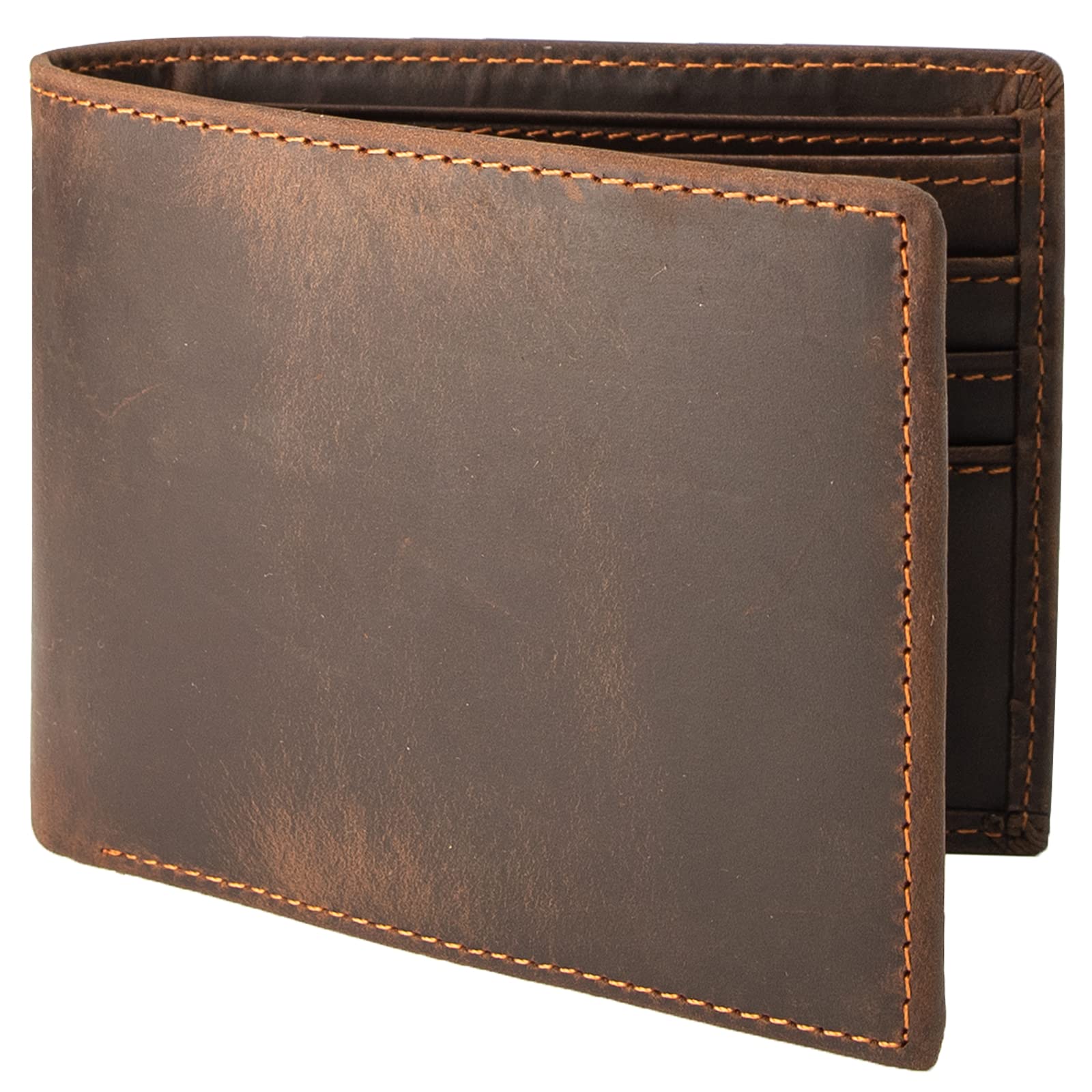 Photo 1 of HRS Genuine Leather Wallets for Men, Handmade Vintage Italian Distressed Slim Bifold Men's Wallet with RFID Blocking