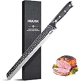 Huusk Japan 11.5 Inch Hand Forged Slicing Knife for Meats, Ribs, Roasts - Brisket Carving Knife for BBQ and Christmas Gifts