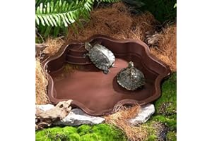 Turtle Bathing Pool, Reptile Feeding Dish Water Pot, Landscape Fish Tank Decoration, Lizard Turtle Bathing Pot for Aquatic Cl