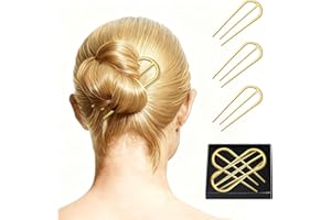 Fvbber Gold 3-Prong French Hair Pins 3PCS – Elegant Tri-Prong Hair Sticks for Women, Secure Hold for Thick/Thin Hair, Ideal f
