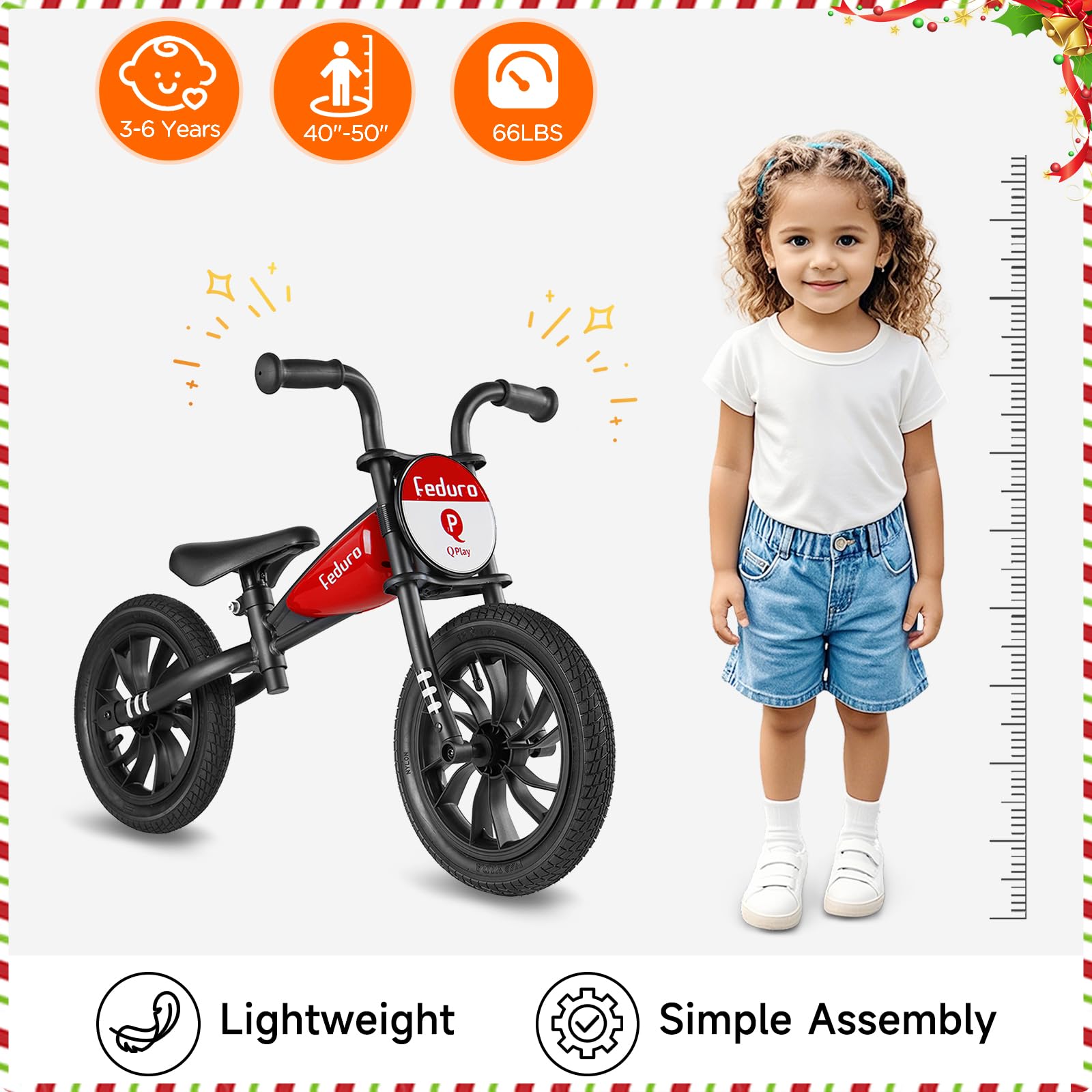 QPLAY Kid's Balance Bikes for Boys & Girls Age 3 to 6 Years Old,12
