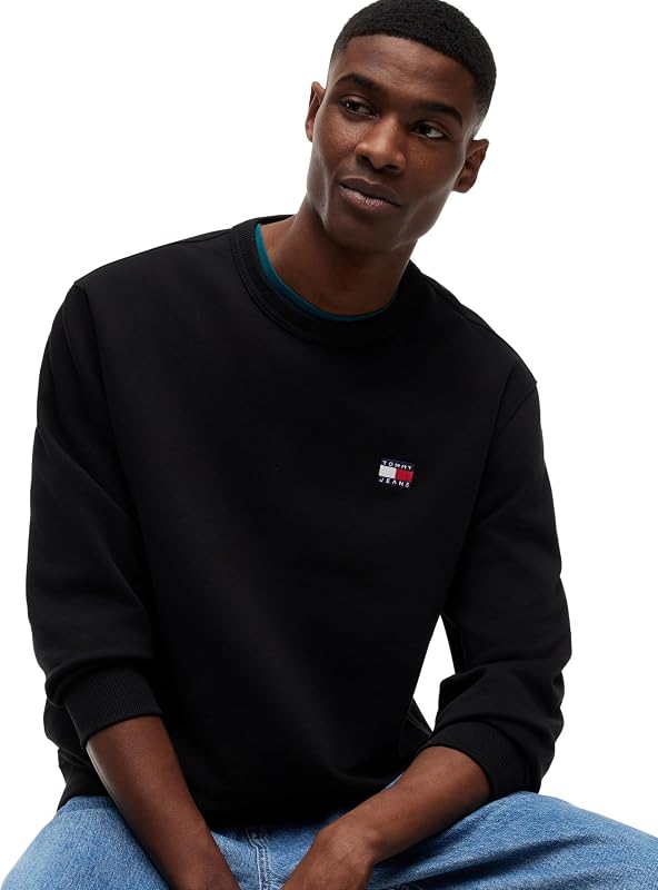 TJM Reg Badge Crew Ext DM0DM21921 Pull Sweat-Shirt, Noir (Noir), XXL