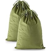 FantasyLife Shoe Bags for Travel, 17.3"x12.6" Washable Dust Bags for Storage & Packing, Flannel Shoe Pouch with Drawstring Closure for Purses, Handbags, Shoes & Toys (2, Sage Green)