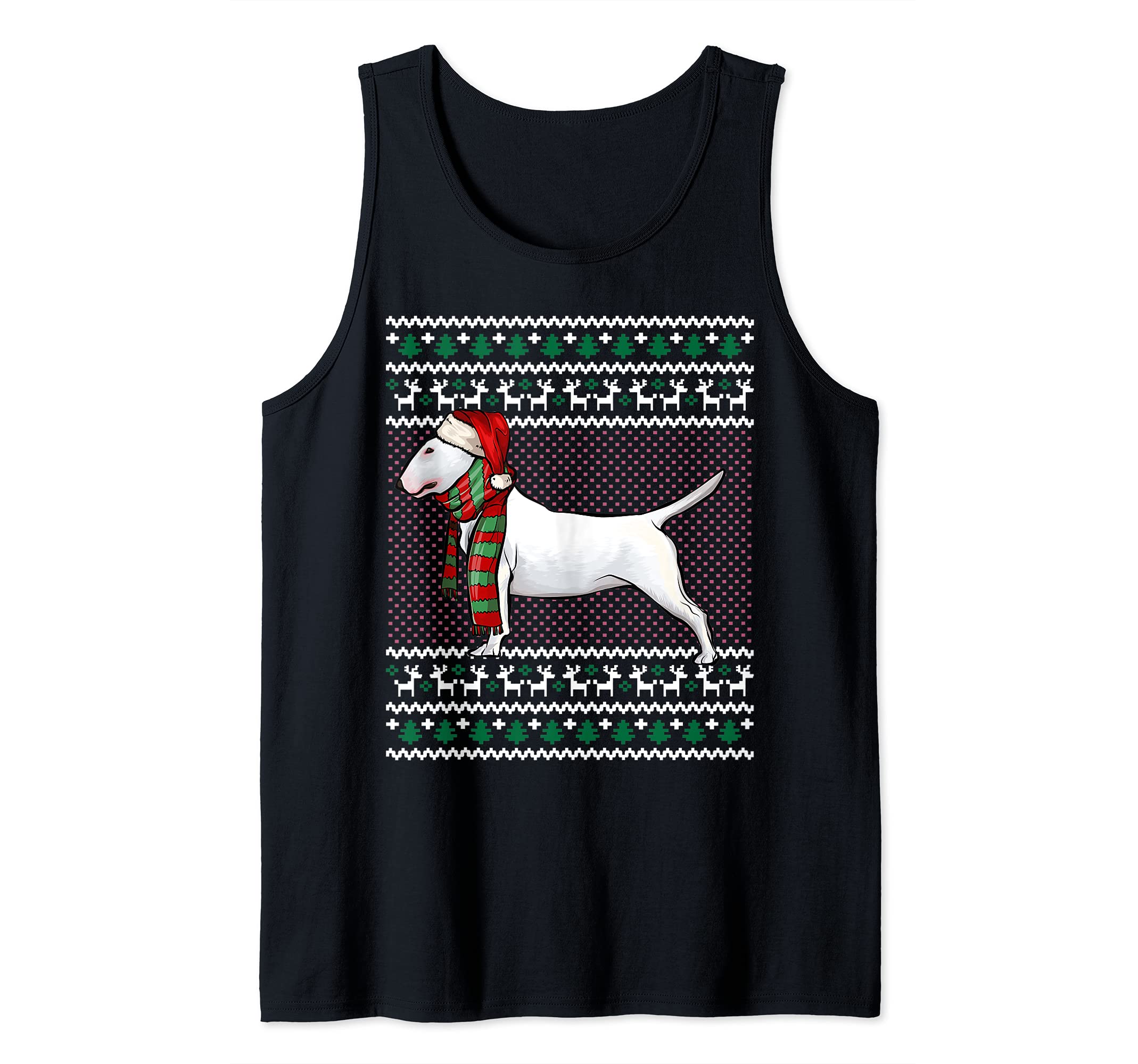 Xmas Bull Terrier Dog Santa Hat Ugly Christmas Tank Top