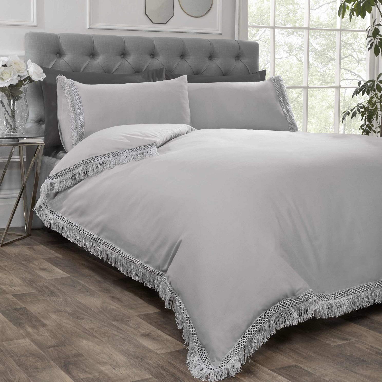 Rapport Home Tia Trelis Duvet Set (Double, Silver)