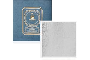 KINGBOOM G KINGBOOM 12 Color Gold Leaf Sheets - Silver, Pack of 100, 3.15in for Crafting, DIY Projects, Painting and Decoration.