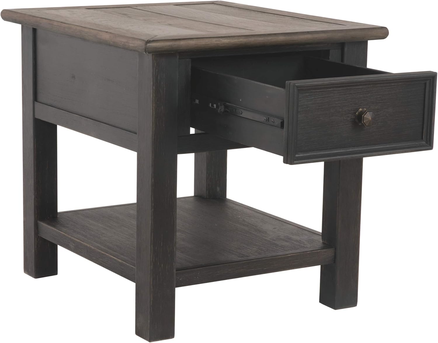 Signature Design by Ashley Tyler Creek Lift Top Coffee Table, Two-Tone (Grayish Brown/Black) & Creek Rectangular End Table Grayish Brown/Black: Furniture & Decor