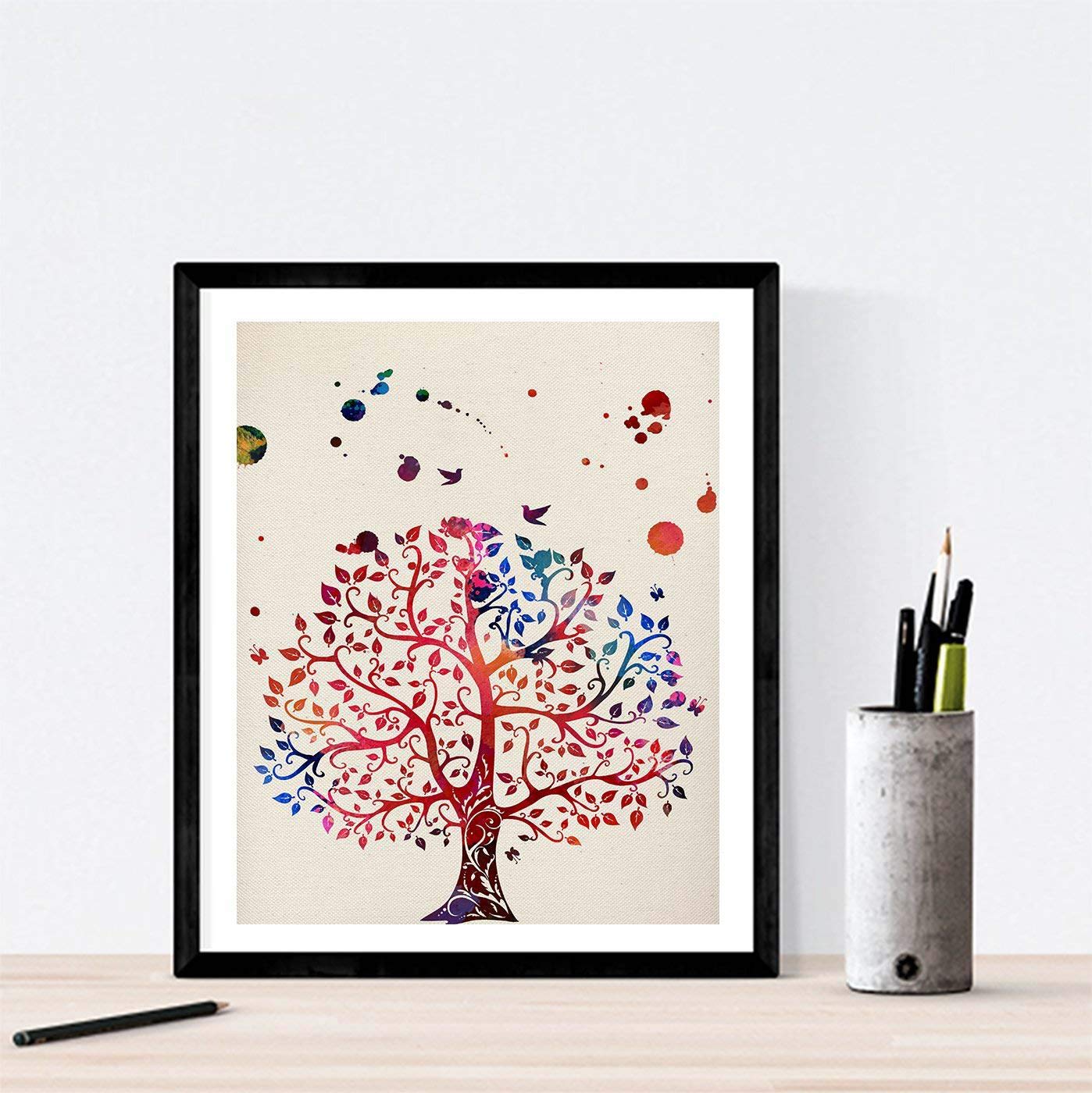 Nacnic Print for framing Tree Decorative Sheets for Walls, Watercolour Style Sheets, Frames with Images of Nature, Creative Gift for Your Friend, 250 g Paper