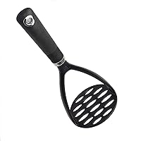 Cooking Light Sturdy and Heat Resistant, Safe for Non-Stick Cookware, Soft Grip Gadget, Nylon Potato Masher, Black