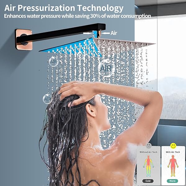 LRVBKUSAV SHOWER FAUCET SET, SINGLE FUNCTION STAINLESS STEEL RAINFALL SHOWER HEAD AND BRASS VALVE CORE SHOWER HEAD SYSTEM,VALVE TRIM KIT