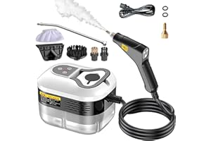 DOCREATE Handheld Steam Cleaner, Portable Steamer for Cleaning with 9pcs Accessories, 6-Level Adjustable Handle, 12s Heat-Up, 1200ml Tank, Steam Cleaner for Home,Dirt,Grout,Tile,Floor,Couch and Car (White)