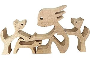 GRAPMKTG Home Decor Wood Dog Statues Statue Room Decorations Dog Gifts for Dog Lovers House Warming Gifts Ideas Women Men C