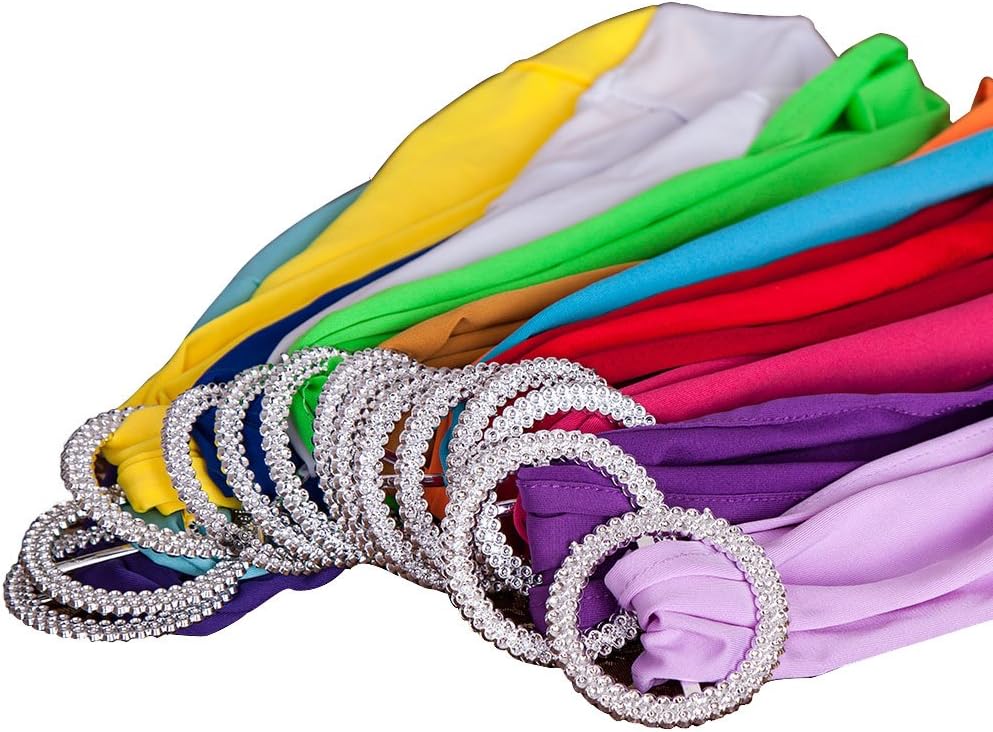 SINSSOWL 100PCS Stretch Wedding Chair Bands with Buckle Lycra Slider Sashes Bow Decorations 25 Colors (Black) …: Kitchen & Dining