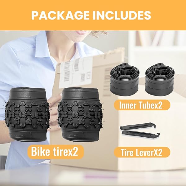2-PACK KIDS BIKE TIRES SET: HYCLINE 20X2.125 INCH (57-406 MM) FOLDING REPLACEMENT PUNCTURE-RESISTANT BICYCLE TIRES AND PAIR 20-INCH INNER TUBES WITH TIRE LEVERS FOR BMX, MTB OR KIDS CHILDREN RACING