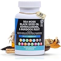 Sea Moss Capsules | 60 capsules | Irish Sea Moss, Black Seed, Ashwagandha, Bladderwrack & Burdock Root All-in-one Supplement 