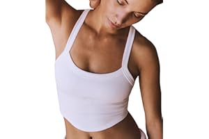 Bicondo Tank Tops for Women Scoop Neck Crop Tops Athletic Workout Tops Cute Seamless Cami Ribbed Tank Tops