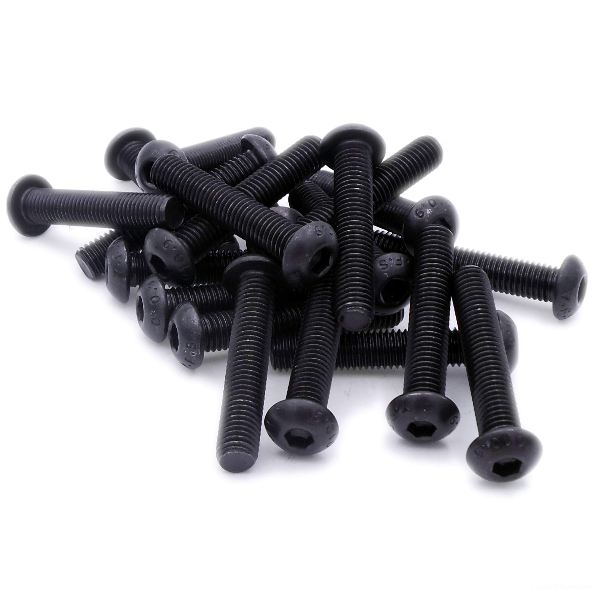 M3 (3mm x 6mm) Hex Socket Button Machine Screw (Bolt) - Black Steel (Pack of 20)