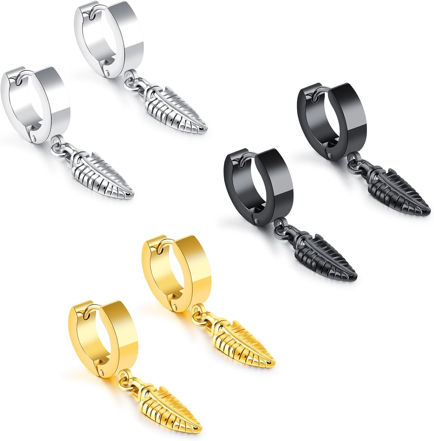 Mens Boys Stainless Steel Hoop Huggie 