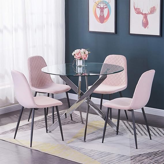 JYMTOM Esszimmerstühle 2er 4er Set Küchenstuhl Samt Stoffsitz