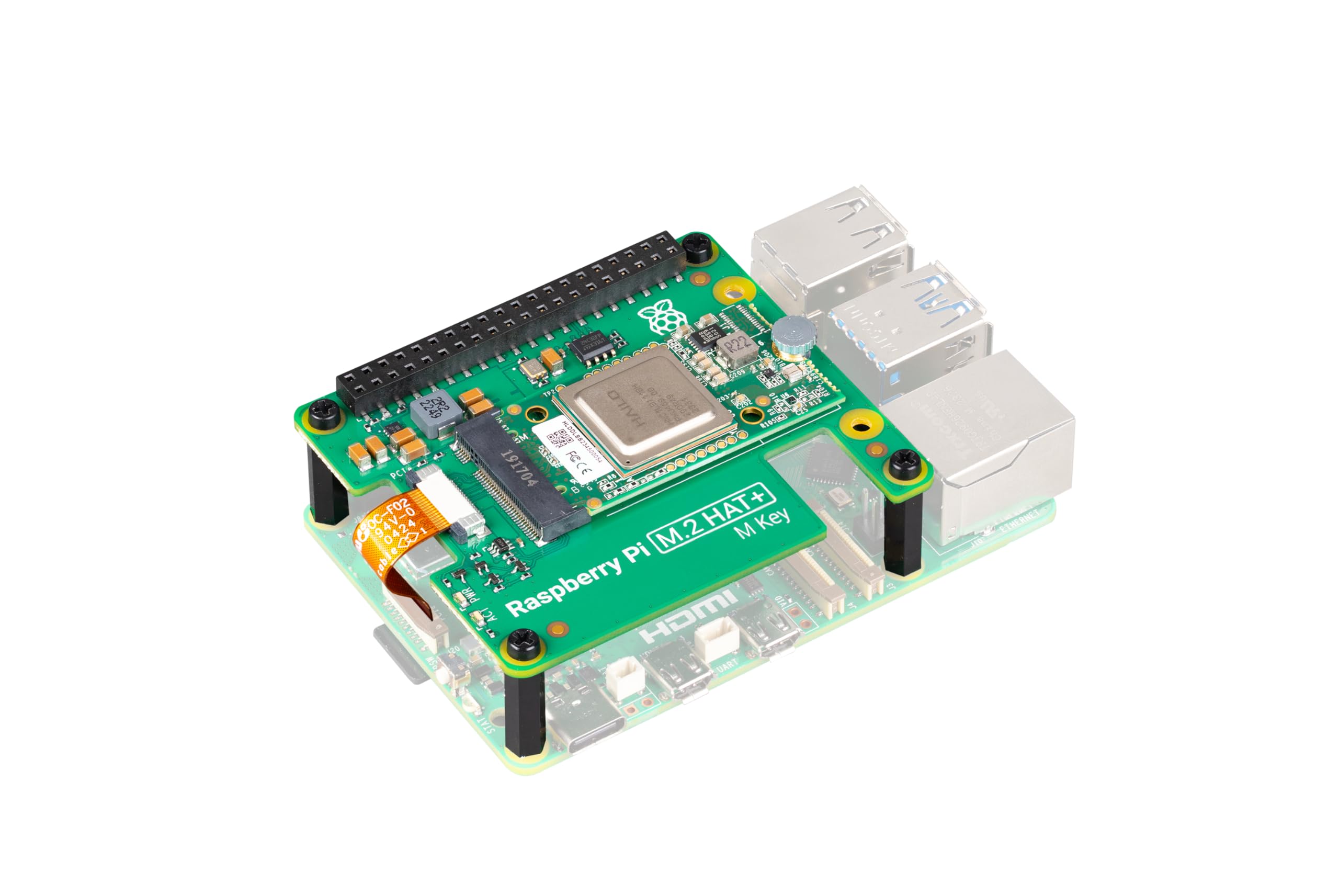 Kit Raspberry Pi AI: M.2 HAT+, módulo Hailo AI, cabezal de 16 mm ...