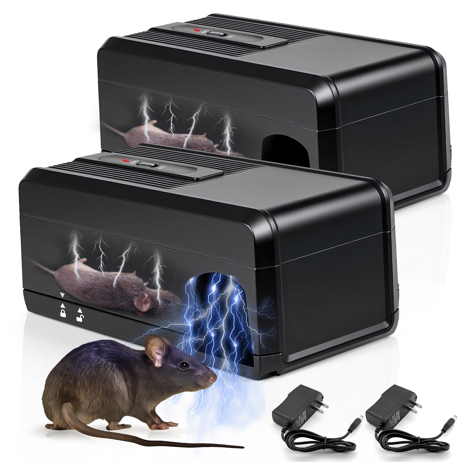 Photo 1 of 2 Pack High Voltage Electric Mouse Trap Zapper, Instantly Kills Mice & Rats, No Touch Reusable Indoor Rat Killer Trap for Home, Kitchen, and Commercial Use,Safe and Effective Rodent Control