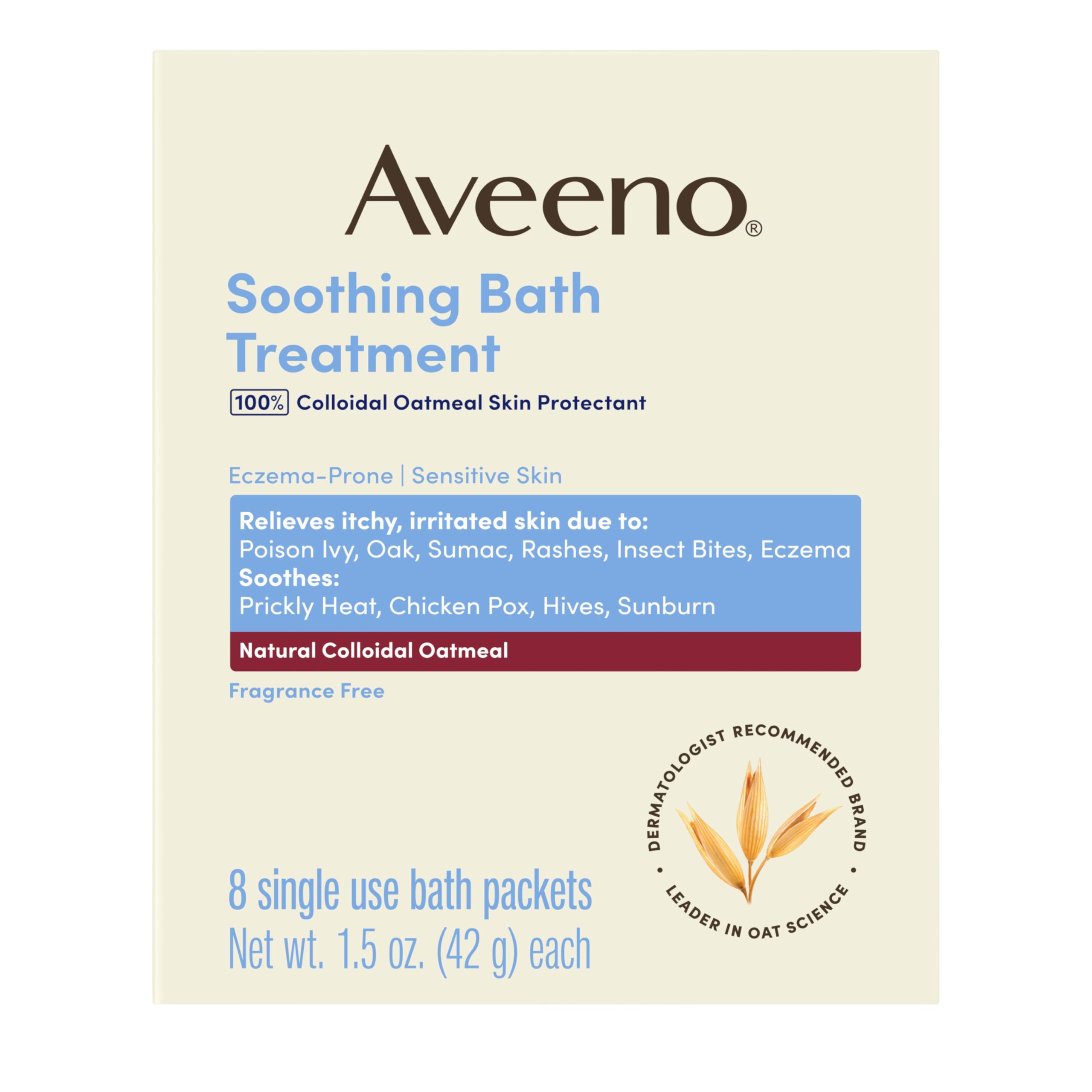 Aveeno Soothing Bath Treatment for Itchy, Irritated Skin, Pack of 8