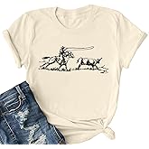 Retro Rodeo Shirt Women Cowgirl Bleached T Shirt Western Cowboy Rodeo Outfit Country Music Tee Short Sleeve Top