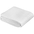 Beged 100% Cotton Thermal Blanket (Twin Size - 66x90) Open Weave Hospital Style Blanket, Lightweight and Breathable to Prevent Overheating, Soft and Comfortable, Hand and Machine Wash (1, White)