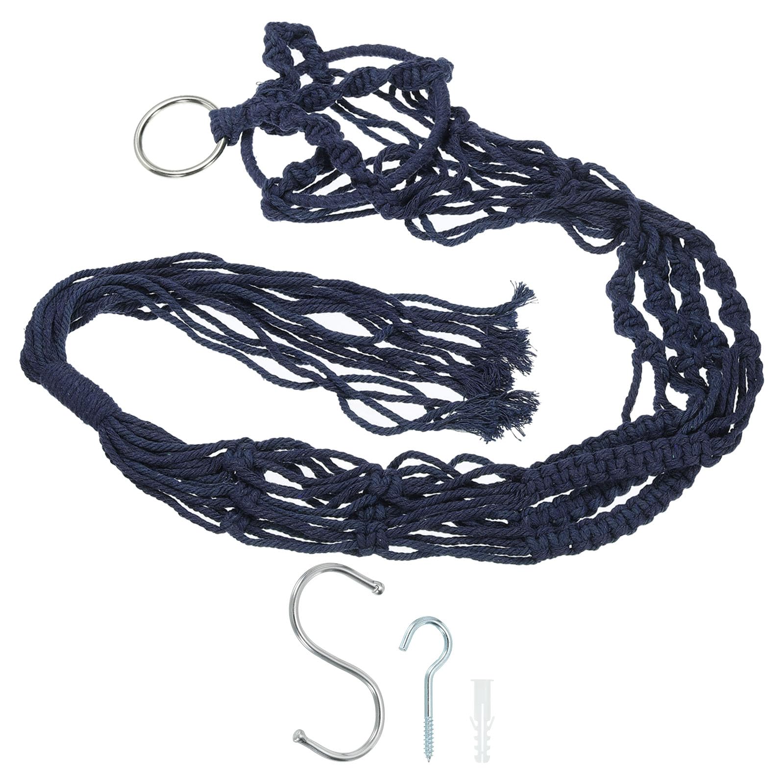 PATIKIL Macrame Hanging Planter, 35 Inch Handmade Hanging Plant Holders Flower Pot Hanger Flower Pot Hanger for Indoor Outdoor Decor, Navy Blue