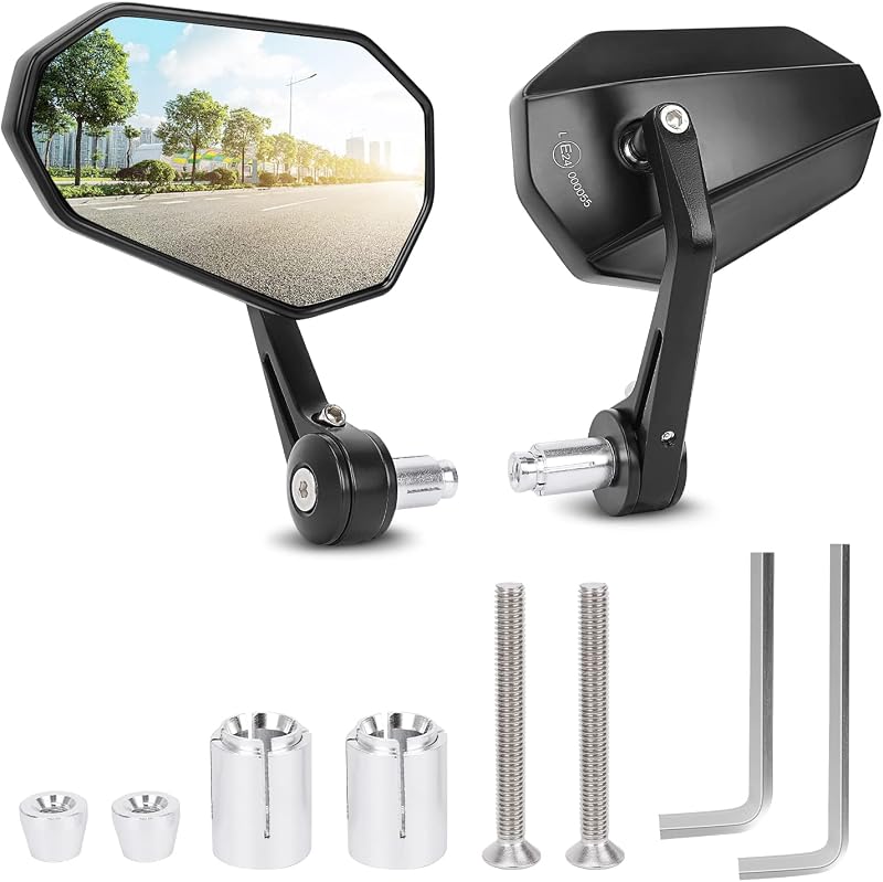 SUPAREE Motorcycle Bar End Mirrors Universal 2 Pack CNC Aluminum 7/8" Handles