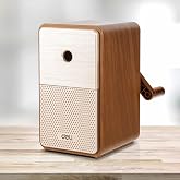Deli Manual Pencil Sharpene, Brown | Auto-in Hand Crank Pencil Sharpener with Adjustable Point for Colored Pencils, Students, Kids, Classroom, Home, Office