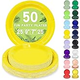 LANLISA 50 Yellow Paper Plates Disposable, 25-9" & 25-7" Disposable Birthday Cake Dessert Plates For Baby Shower, Easter Party Supplies