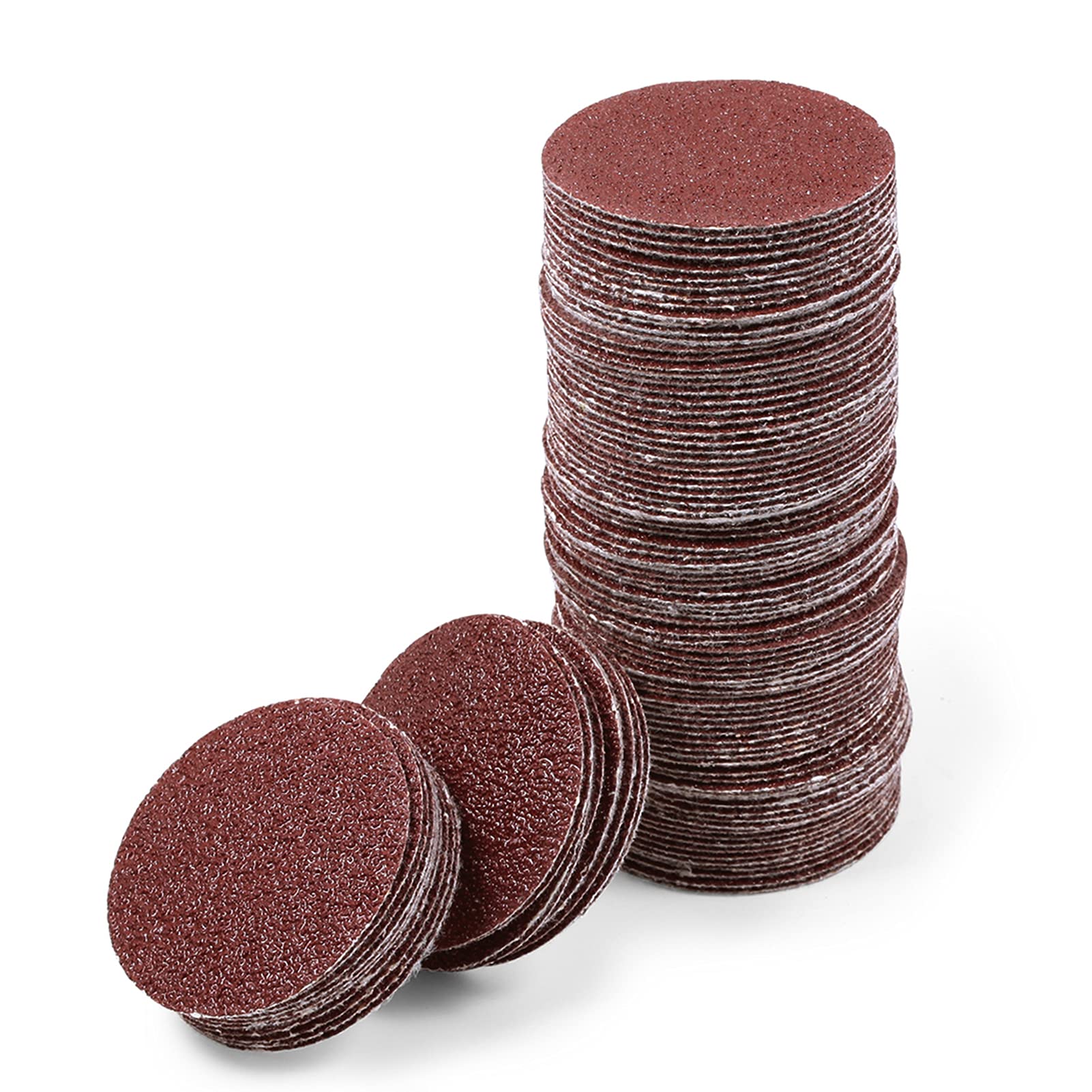 LEONTOOL 2 Inch Hook and Loop Sanding Discs 40 Grit 100Pcs Sandpaper Discs for Random Orbital Sander Pads Grinding Polishing Metal Wood Rubber Leather Plastic Stone Glass