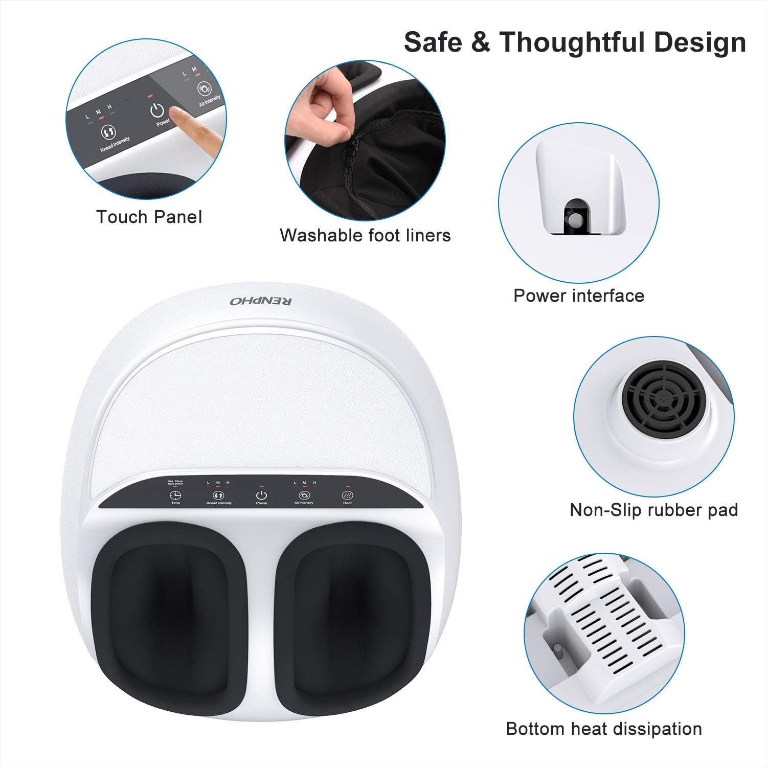 RENPHO Foot Massager Machine with Heat, Shiatsu Deep Kneading, Compression, Relieve Foot Discomforts from Plantar Fasciitis, Fits feet up to Men Size 12: Health & Personal Care