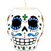 Beistle 6-Piece Day of The Dead Male Tea Light Holder, White
