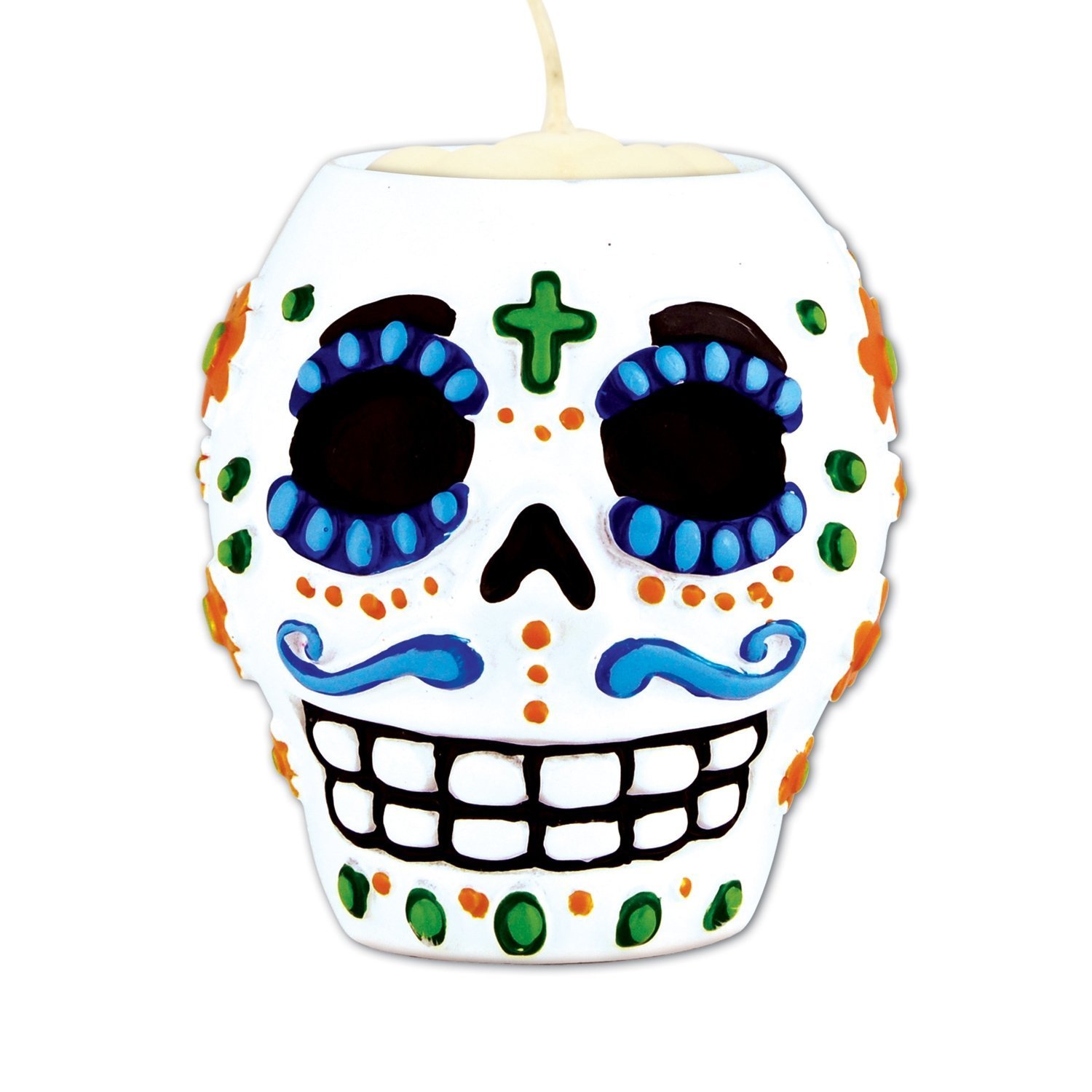 Beistle 6 Piece Day of The Dead Male Tea Light Holder, White