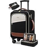 LOVEVOOK 4 Pcs Carry On Luggage 22x14x9 Airline Approved, 20 Inch Carry On Suitcases with Wheels, Softside Rolling Suitcase for Women Men, with TSA Lock Weekender Travel Luggage