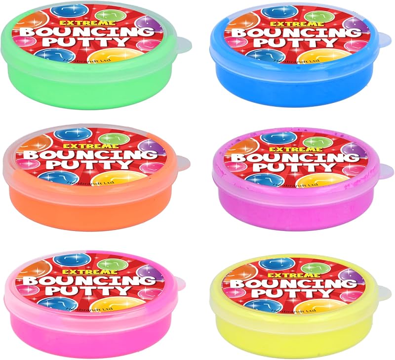 Henbrandt 1 x Bouncing Putty Tub 6 Assorted Colours Fidget Toy