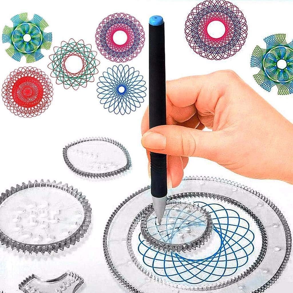 Yesoa 22 Pack Creative Transparent Plastic Spirograph Drawing Set, Spirograph Set Deluxe Kit for Kids Ideal Creativity Art Set for Promoting Development in Kids