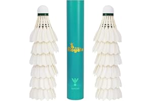 Beans Royale Badminton Shuttlecocks 12-Pack (All Round Feather) Real Fine Feather with Great Durability Stability and Balance,Suitable for Professional Training Or Family Leisure Sports