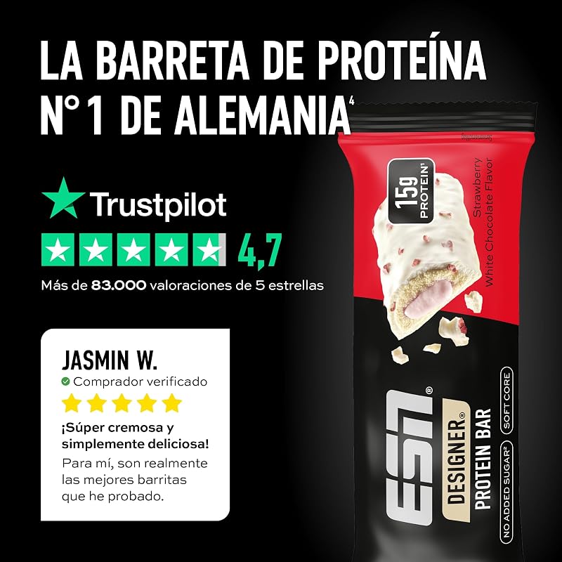 Designer Bar Box, Bolacha de Chocolate Branco Preto, 12 x 45 g, o snack ideal com até 14 g de proteína por barra, feita na Alemanha