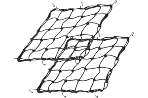 QYINXIU 2 Pack15.7 X15.7 Cargo Net, Heavy Duty Bungee Net Stretches to 31.5"X31.5", Gear Helmet Luggage Thicken Netting with 