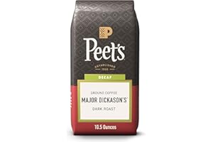Peet's Coffee, Dark Roast Ground Coffee - Decaf Major Dickason's Blend 10.5 Ounce Bag