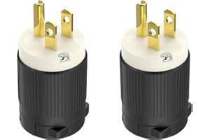 HYDUUU UL Listed NEMA 5-15P Extension Cord Repair Ends Replacement Male Plug Cord Cap 15 Amp 110 120 125 Volt 3 Prong 2 Pole 3 Wire Straight Blade Commercial Grade 2-Pack