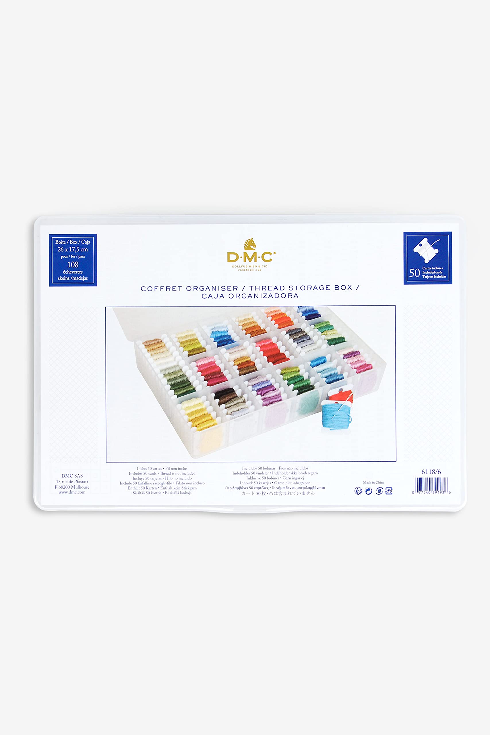 Sewing-Online 6118/6 Floss/Embroidery Thread Bobbin Storage Box inc 50 Empty Bobbins