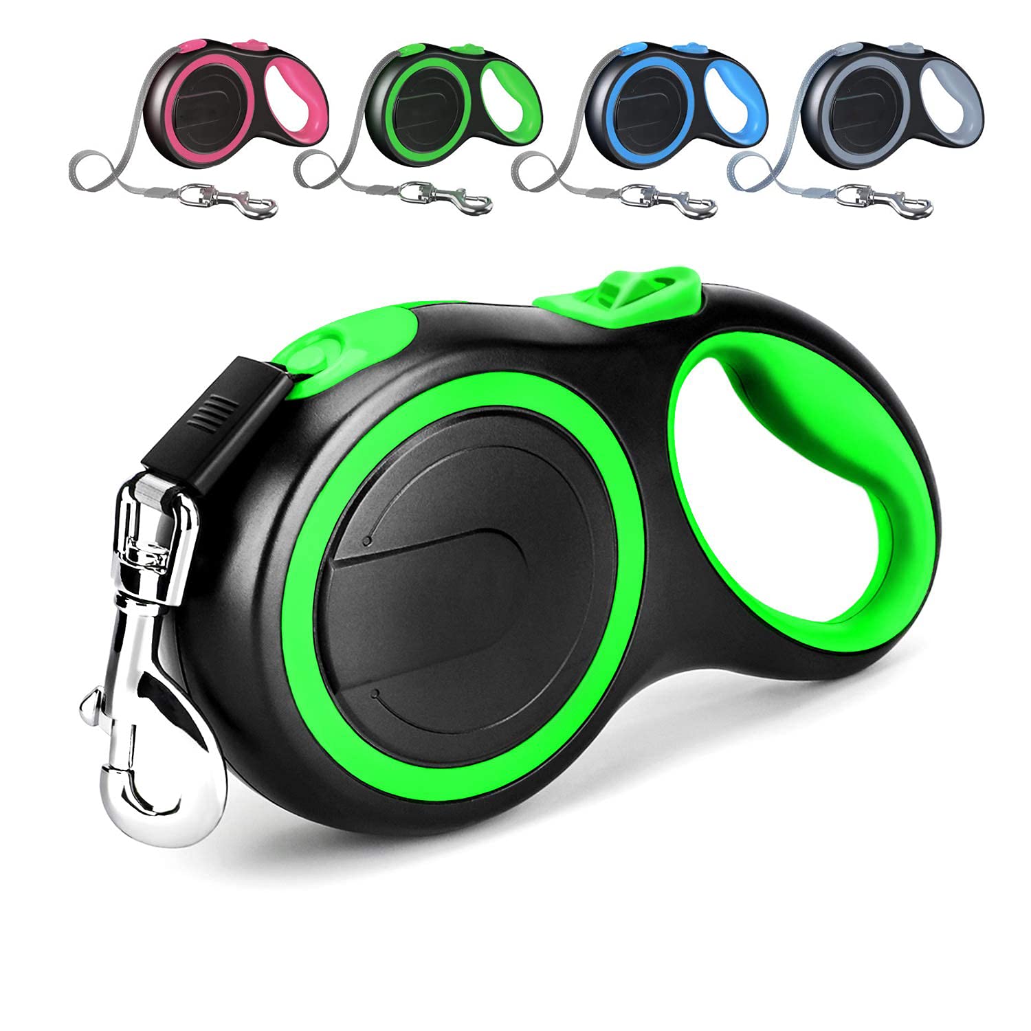 Extendable Dog Lead, Tangle-Free Retractable Dog Lead with Anti-Slip Handle 3m 5m 8m Long Anti Theft Dog Leads Strong Nylon Tape,Suitable for Small Medium Large Dogs Green