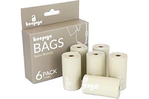 Keepigo, Compostable Disposable Diaper Bags Refills | 6 Rolls, 72 Leak-Proof, XL Biodegradable Baby Poop Bags | Eco-Friendly Diaper Trash Bags for Home, Travel, Pet Waste | Odor-Free,