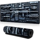 Large Gaming Mouse Pad,Cool Military Weapon Build Weapon Parts Display,Stylish Desk Protector with Non-Slip Rubber for Laptop & Desktop Use, Desk Mat for Keyboard and Mousepad