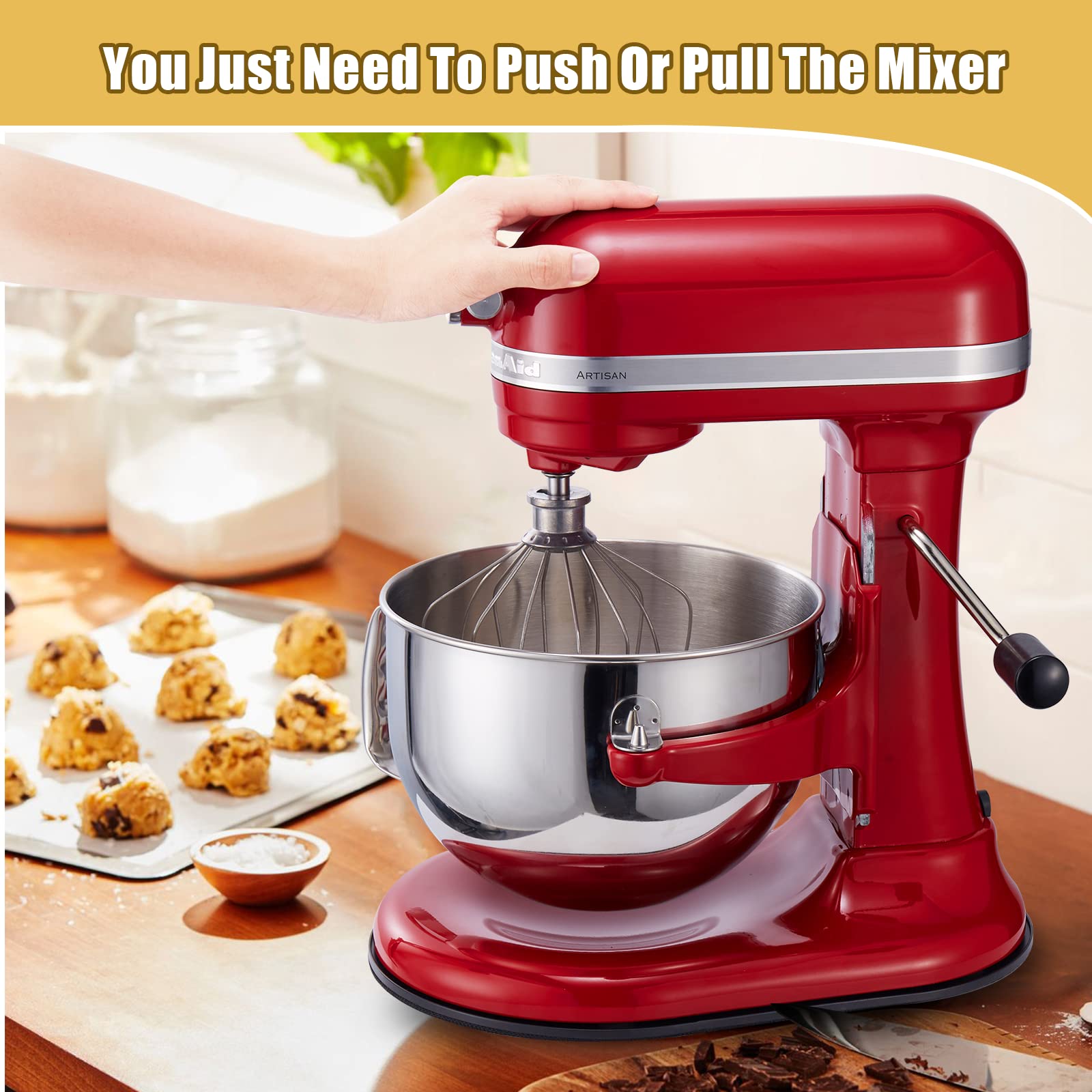 Metal Mixer Slider Mat for KitchenAid 5-8 Qt Bowl Lift Stand Mixer - Kitchen Appliance Sliding Tray Countertop Mixer Mover Slide Mats Pad Compatible with Kitchen Aid Professional 600 Stand Mixer